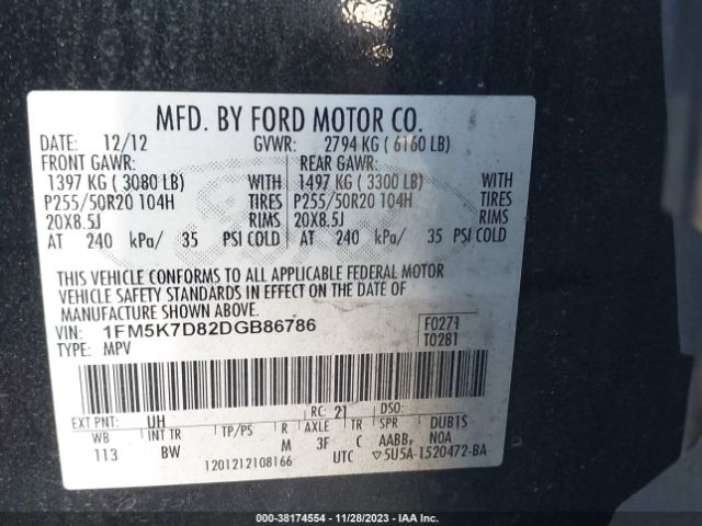 Photo 8 VIN: 1FM5K7D82DGB86786 - FORD EXPLORER 