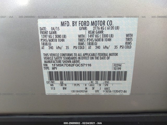 Photo 8 VIN: 1FM5K7D82FGC57116 - FORD EXPLORER 