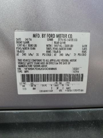 Photo 13 VIN: 1FM5K7D82GGC69865 - FORD EXPLORER X 