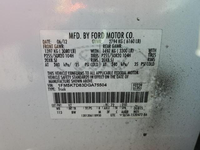 Photo 9 VIN: 1FM5K7D83DGA75504 - FORD EXPLORER X 