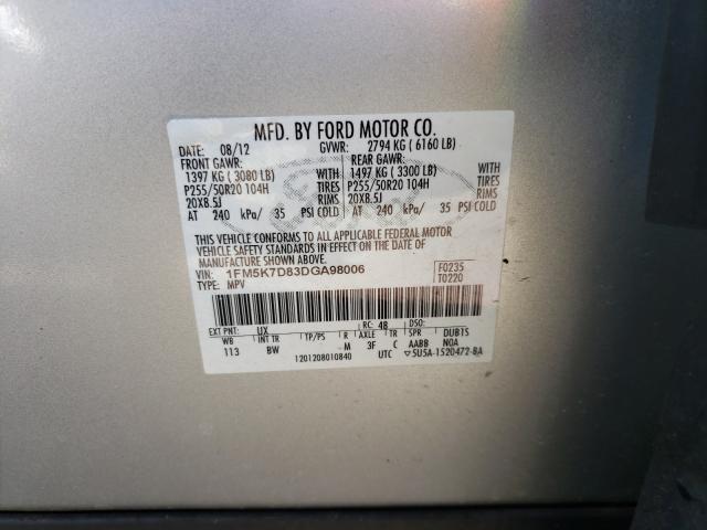 Photo 9 VIN: 1FM5K7D83DGA98006 - FORD EXPLORER X 