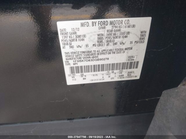 Photo 8 VIN: 1FM5K7D83DGB90278 - FORD EXPLORER 