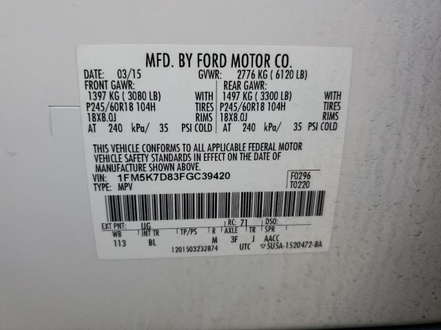 Photo 12 VIN: 1FM5K7D83FGC39420 - FORD EXPLORER 