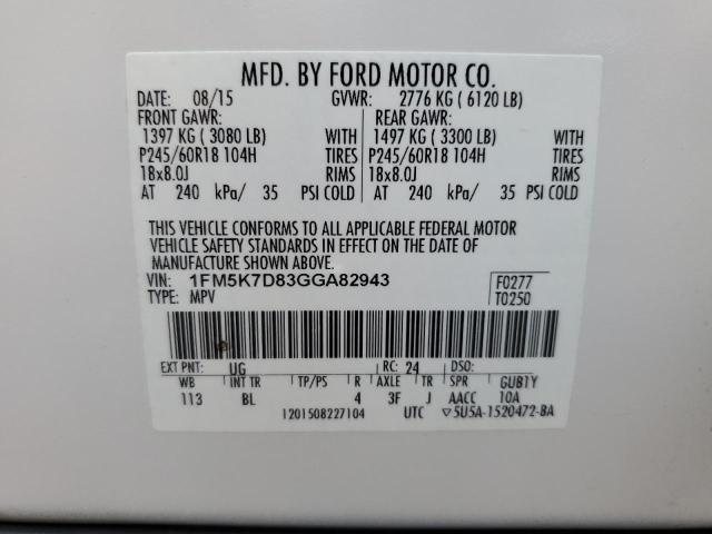 Photo 13 VIN: 1FM5K7D83GGA82943 - FORD EXPLORER 