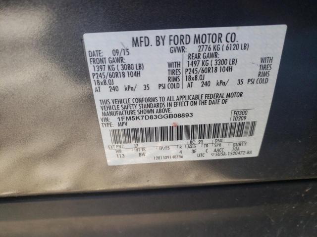 Photo 9 VIN: 1FM5K7D83GGB08893 - FORD EXPLORER X 