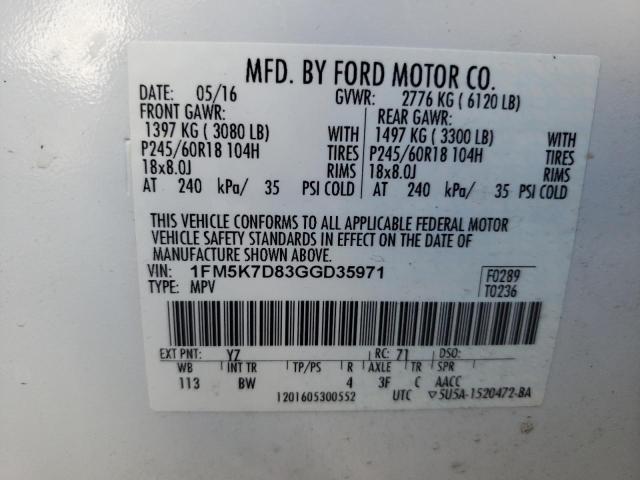 Photo 12 VIN: 1FM5K7D83GGD35971 - FORD EXPLORER 