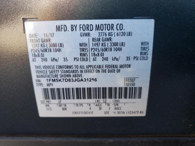 Photo 9 VIN: 1FM5K7D83JGA31286 - FORD EXPLORER X 