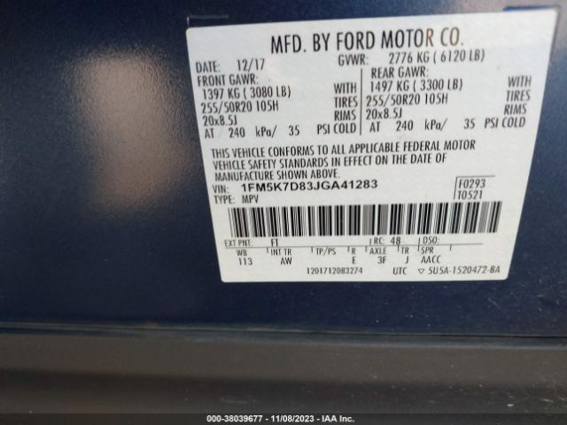 Photo 8 VIN: 1FM5K7D83JGA41283 - FORD EXPLORER 