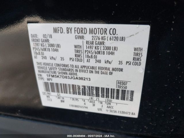 Photo 8 VIN: 1FM5K7D83JGA98213 - FORD EXPLORER 