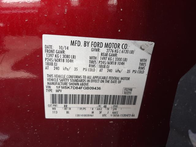 Photo 9 VIN: 1FM5K7D84FGB09436 - FORD EXPLORER X 