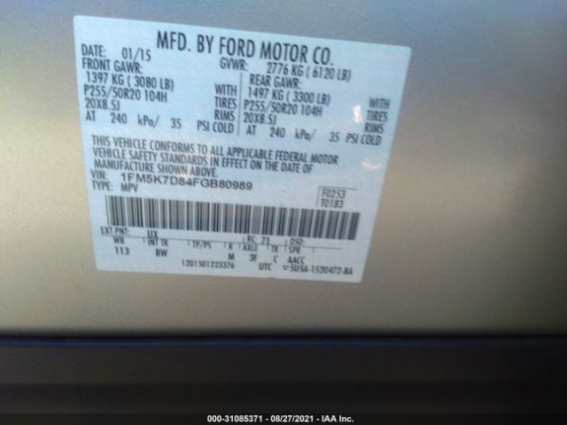 Photo 8 VIN: 1FM5K7D84FGB80989 - FORD EXPLORER 