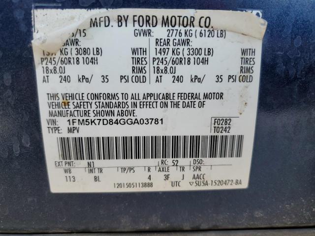 Photo 12 VIN: 1FM5K7D84GGA03781 - FORD EXPLORER X 