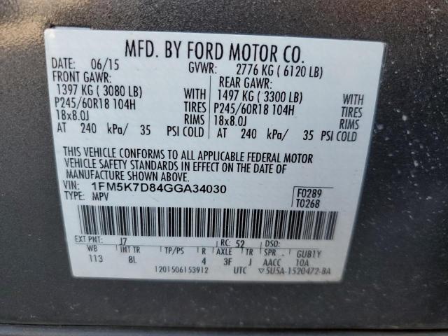 Photo 9 VIN: 1FM5K7D84GGA34030 - FORD EXPLORER X 