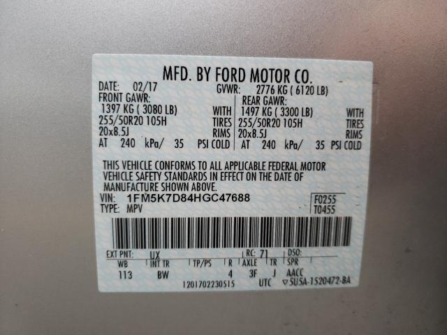 Photo 9 VIN: 1FM5K7D84HGC47688 - FORD EXPLORER X 