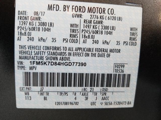 Photo 9 VIN: 1FM5K7D84HGD77390 - FORD EXPLORER X 