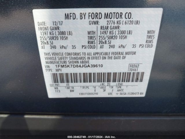 Photo 8 VIN: 1FM5K7D84JGA39610 - FORD EXPLORER 