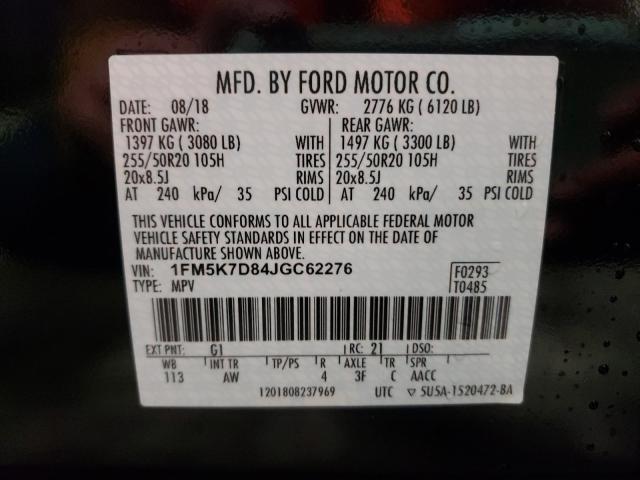 Photo 9 VIN: 1FM5K7D84JGC62276 - FORD EXPLORER X 