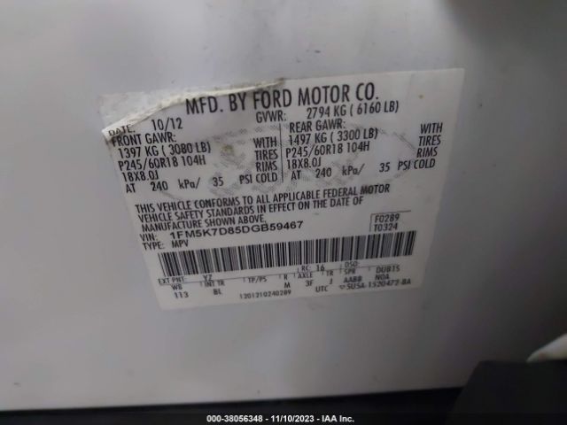 Photo 8 VIN: 1FM5K7D85DGB59467 - FORD EXPLORER 