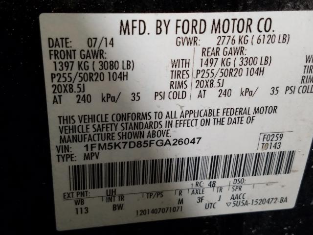 Photo 9 VIN: 1FM5K7D85FGA26047 - FORD EXPLORER X 