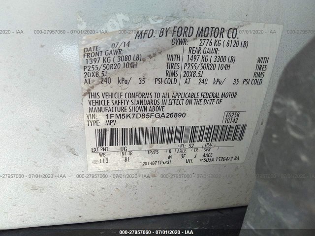 Photo 8 VIN: 1FM5K7D85FGA26890 - FORD EXPLORER 