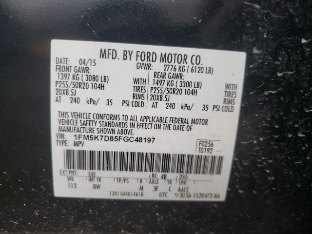 Photo 9 VIN: 1FM5K7D85FGC48197 - FORD EXPLORER X 