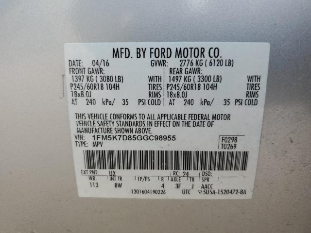 Photo 13 VIN: 1FM5K7D85GGC98955 - FORD EXPLORER 