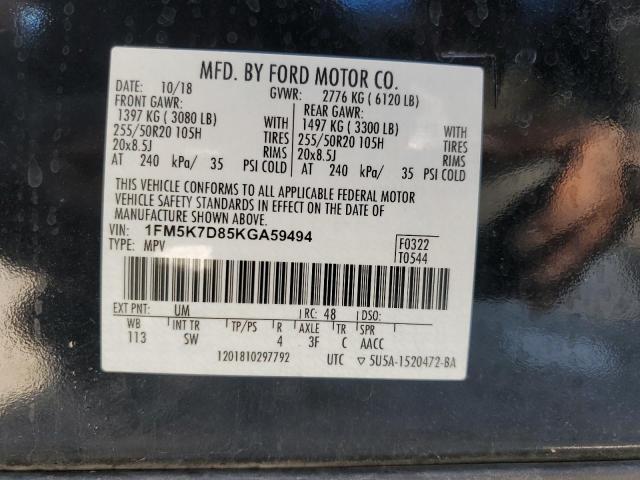 Photo 12 VIN: 1FM5K7D85KGA59494 - FORD EXPLORER X 