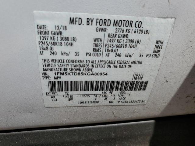 Photo 12 VIN: 1FM5K7D85KGA80054 - FORD EXPLORER X 