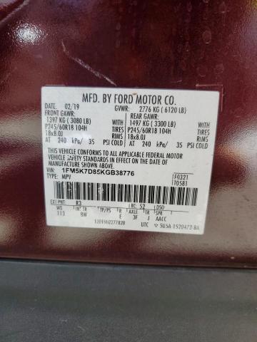 Photo 12 VIN: 1FM5K7D85KGB38776 - FORD EXPLORER X 