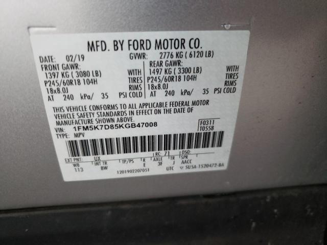 Photo 12 VIN: 1FM5K7D85KGB47008 - FORD EXPLORER X 