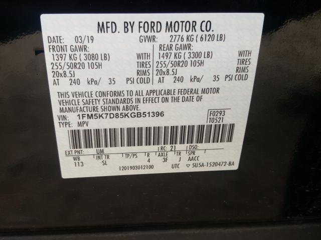 Photo 9 VIN: 1FM5K7D85KGB51396 - FORD EXPLORER X 