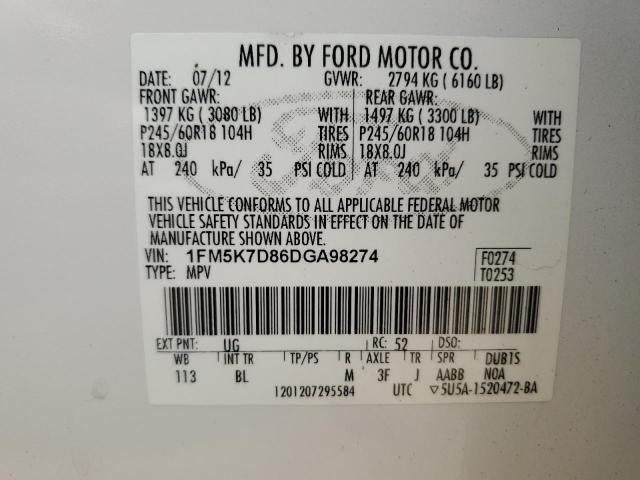 Photo 12 VIN: 1FM5K7D86DGA98274 - FORD EXPLORER X 