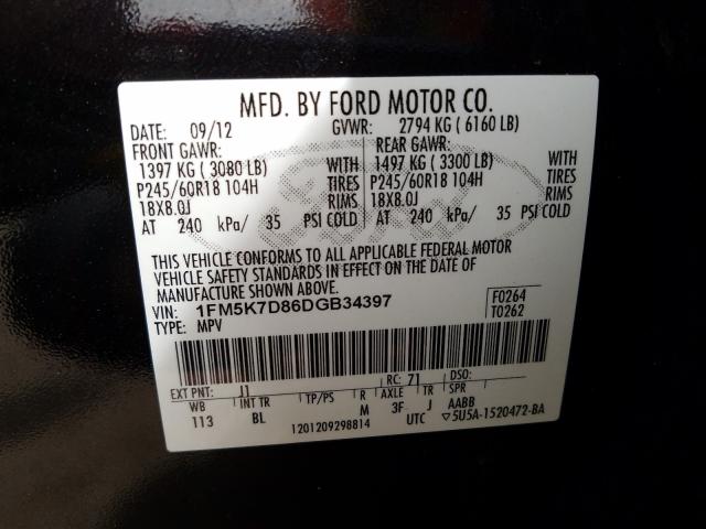 Photo 9 VIN: 1FM5K7D86DGB34397 - FORD EXPLORER X 