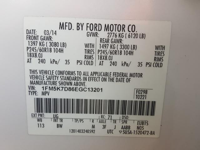 Photo 9 VIN: 1FM5K7D86EGC13201 - FORD EXPLORER X 