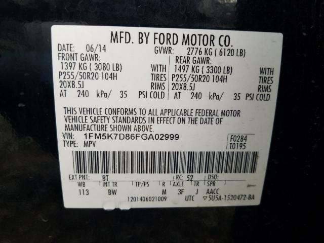 Photo 9 VIN: 1FM5K7D86FGA02999 - FORD EXPLORER X 