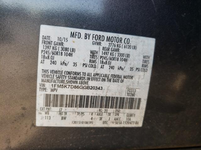 Photo 9 VIN: 1FM5K7D86GGB20343 - FORD EXPLORER X 