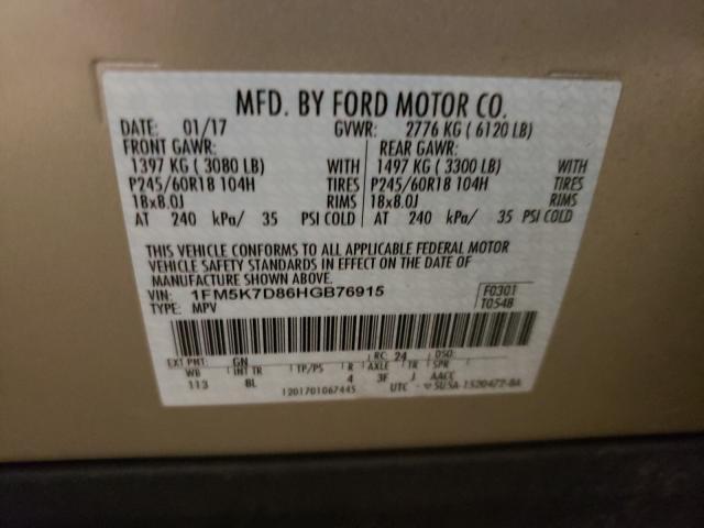 Photo 9 VIN: 1FM5K7D86HGB76915 - FORD EXPLORER X 