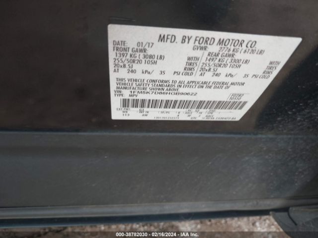 Photo 8 VIN: 1FM5K7D86HGB90622 - FORD EXPLORER 