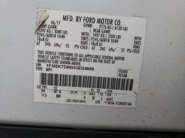 Photo 12 VIN: 1FM5K7D86HGD24688 - FORD EXPLORER X 