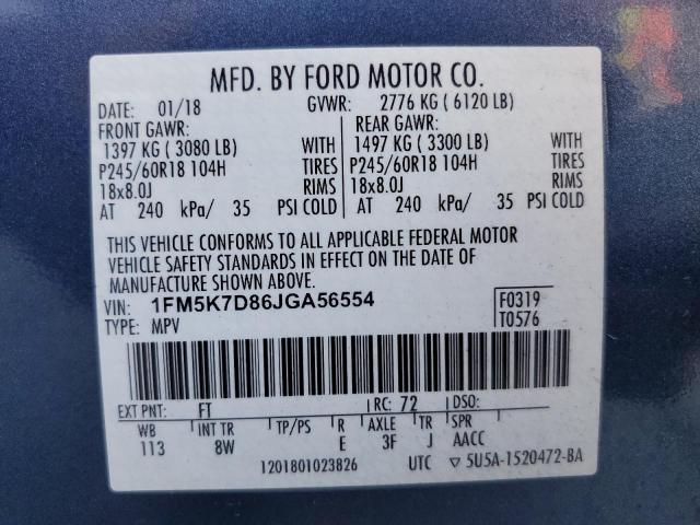 Photo 12 VIN: 1FM5K7D86JGA56554 - FORD EXPLORER X 