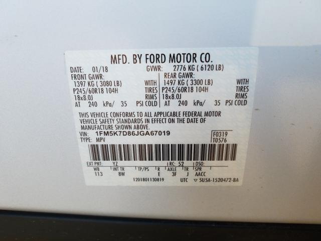 Photo 9 VIN: 1FM5K7D86JGA67019 - FORD EXPLORER X 