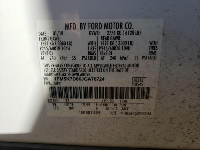 Photo 12 VIN: 1FM5K7D86JGA76724 - FORD EXPLORER X 