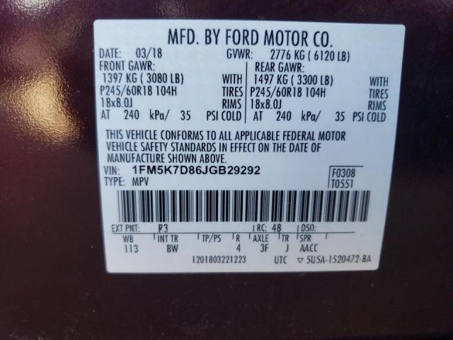 Photo 11 VIN: 1FM5K7D86JGB29292 - FORD EXPLORER X 