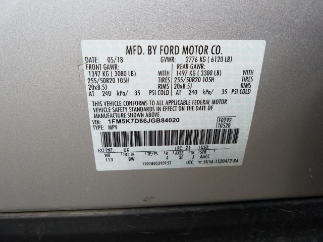 Photo 9 VIN: 1FM5K7D86JGB84020 - FORD EXPLORER X 