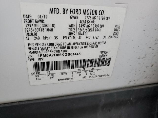 Photo 12 VIN: 1FM5K7D86KGB01445 - FORD EXPLORER X 