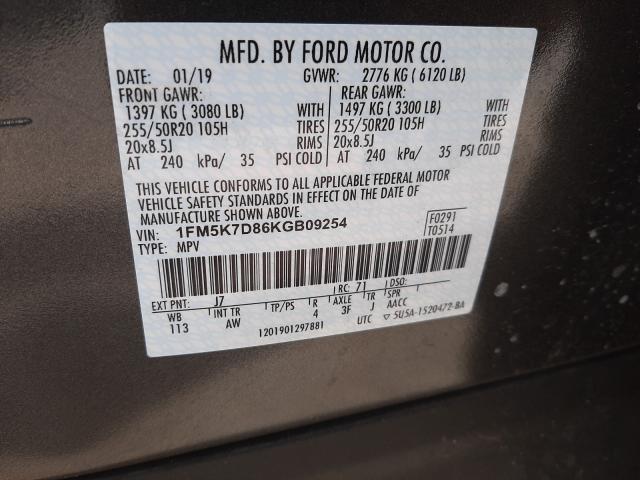 Photo 9 VIN: 1FM5K7D86KGB09254 - FORD EXPLORER X 