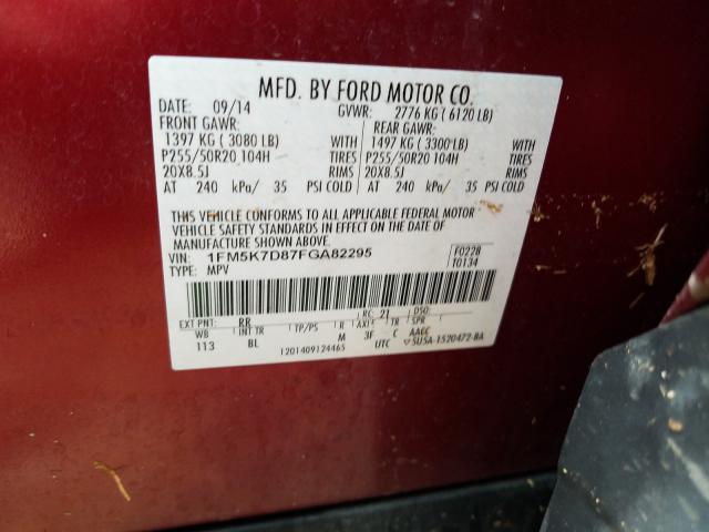 Photo 9 VIN: 1FM5K7D87FGA82295 - FORD EXPLORER X 