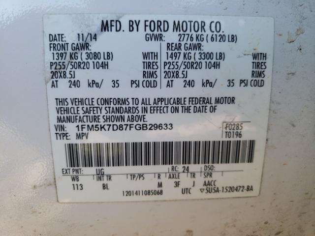 Photo 9 VIN: 1FM5K7D87FGB29633 - FORD EXPLORER X 