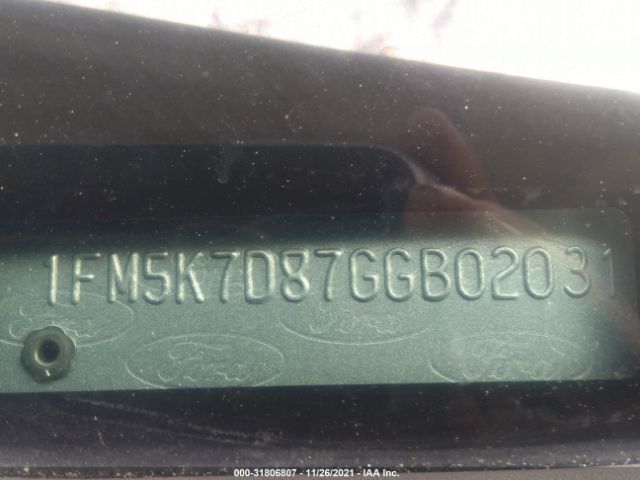 Photo 8 VIN: 1FM5K7D87GGB02031 - FORD EXPLORER 