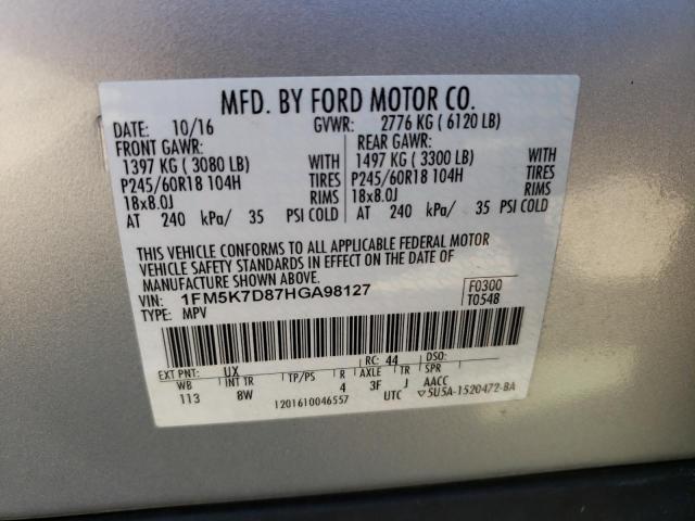 Photo 12 VIN: 1FM5K7D87HGA98127 - FORD EXPLORER 